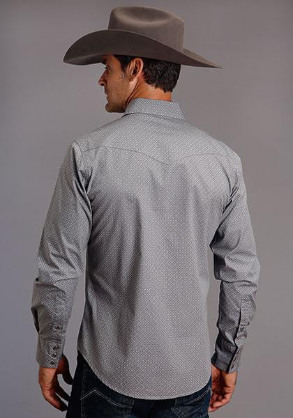 Stetson Men's Denim Snap Western Shirt Blue / XL