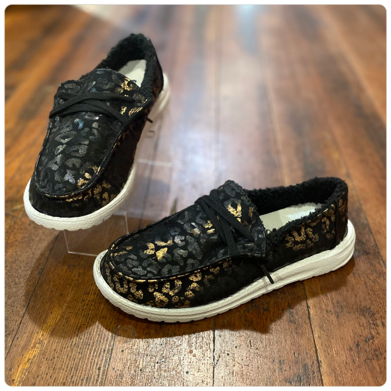 Gypsy Jazz Black Leopard Boat Shoe-Flip Flop-Gypsy Jazz-Gallop 'n Glitz- Women's Western Wear Boutique, Located in Grants Pass, Oregon