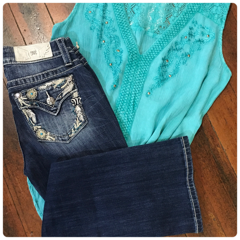 Miss Me Turquoise and Dreams Mid Rise Bootcut Jean-Bootcut-Miss Me-Gallop 'n Glitz- Women's Western Wear Boutique, Located in Grants Pass, Oregon
