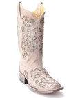Corral Ladies White Glitter Inlay & Crystals Square Toe-Ladies Boot-Corral Boots-Gallop 'n Glitz- Women's Western Wear Boutique, Located in Grants Pass, Oregon