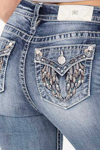 Miss Me Feather Angel Skinny-Skinny-Miss Me-Gallop 'n Glitz- Women's Western Wear Boutique, Located in Grants Pass, Oregon