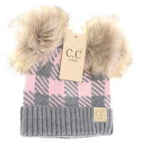 C.C. Baby Beanie Buffalo Check Double Pom **Multiple colors-Beanie/Scarf-C.C. Beanie-Gallop 'n Glitz- Women's Western Wear Boutique, Located in Grants Pass, Oregon
