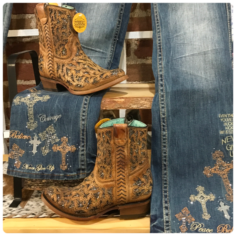 Ladies Sand Glitter Inlay & Embroidery Round Toe Ankle Boot-Ladies Boot-Corral Boots-Gallop 'n Glitz- Women's Western Wear Boutique, Located in Grants Pass, Oregon