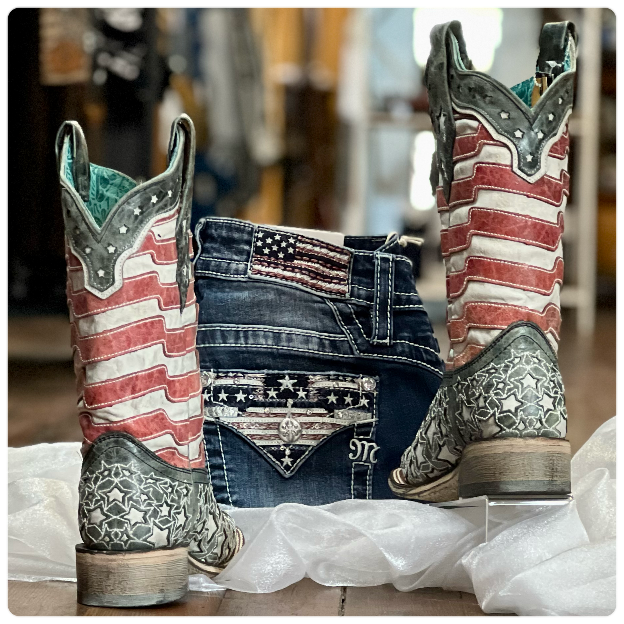 Corral West Blue Jean Stripes Stars Glow in the Dark