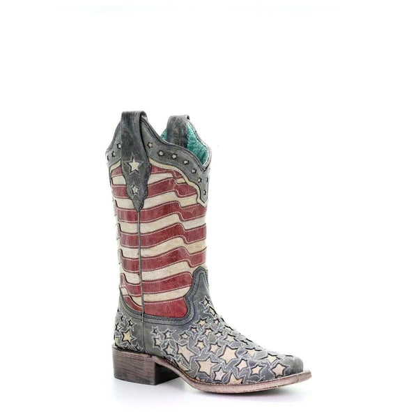 Corral West Blue Jean Stripes & Stars Glow in the Dark-Ladies Boot-Corral Boots/Circle G by Corral Boots-Gallop 'n Glitz- Women's Western Wear Boutique, Located in Grants Pass, Oregon