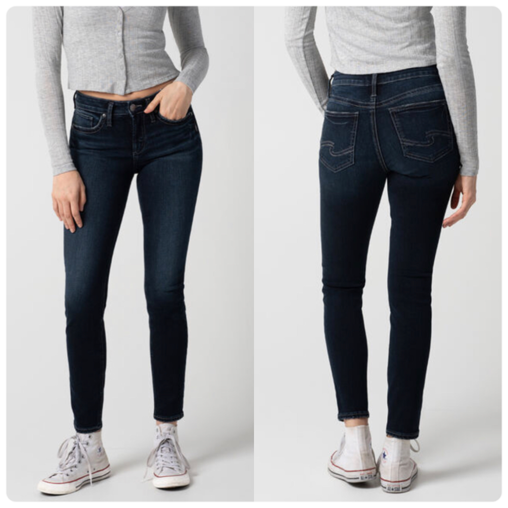 Suki Mid Rise Silver Skinny Jeans-Skinny-Silver Jeans-Gallop 'n Glitz- Women's Western Wear Boutique, Located in Grants Pass, Oregon