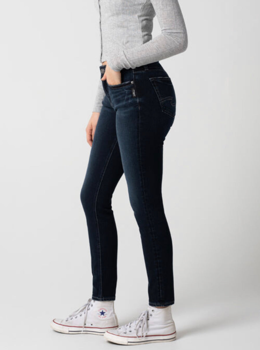 Suki Mid Rise Silver Skinny Jeans-Skinny-Silver Jeans-Gallop 'n Glitz- Women's Western Wear Boutique, Located in Grants Pass, Oregon