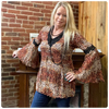 Animal Print Crinkle Bell Sleeve Top-top-Lola P-Gallop 'n Glitz- Women's Western Wear Boutique, Located in Grants Pass, Oregon
