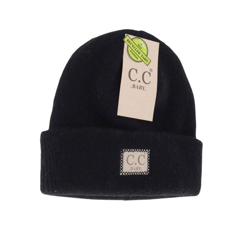 C.C. BABY Soft Ribbed Leather Patch Beanie-Beanie/Scarf-C.C. Beanie-Gallop 'n Glitz- Women's Western Wear Boutique, Located in Grants Pass, Oregon