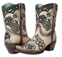Corral White/Black Overlay & Embroidery & Studs Boot-Ladies Boot-Corral Boots/Circle G by Corral Boots-Gallop 'n Glitz- Women's Western Wear Boutique, Located in Grants Pass, Oregon