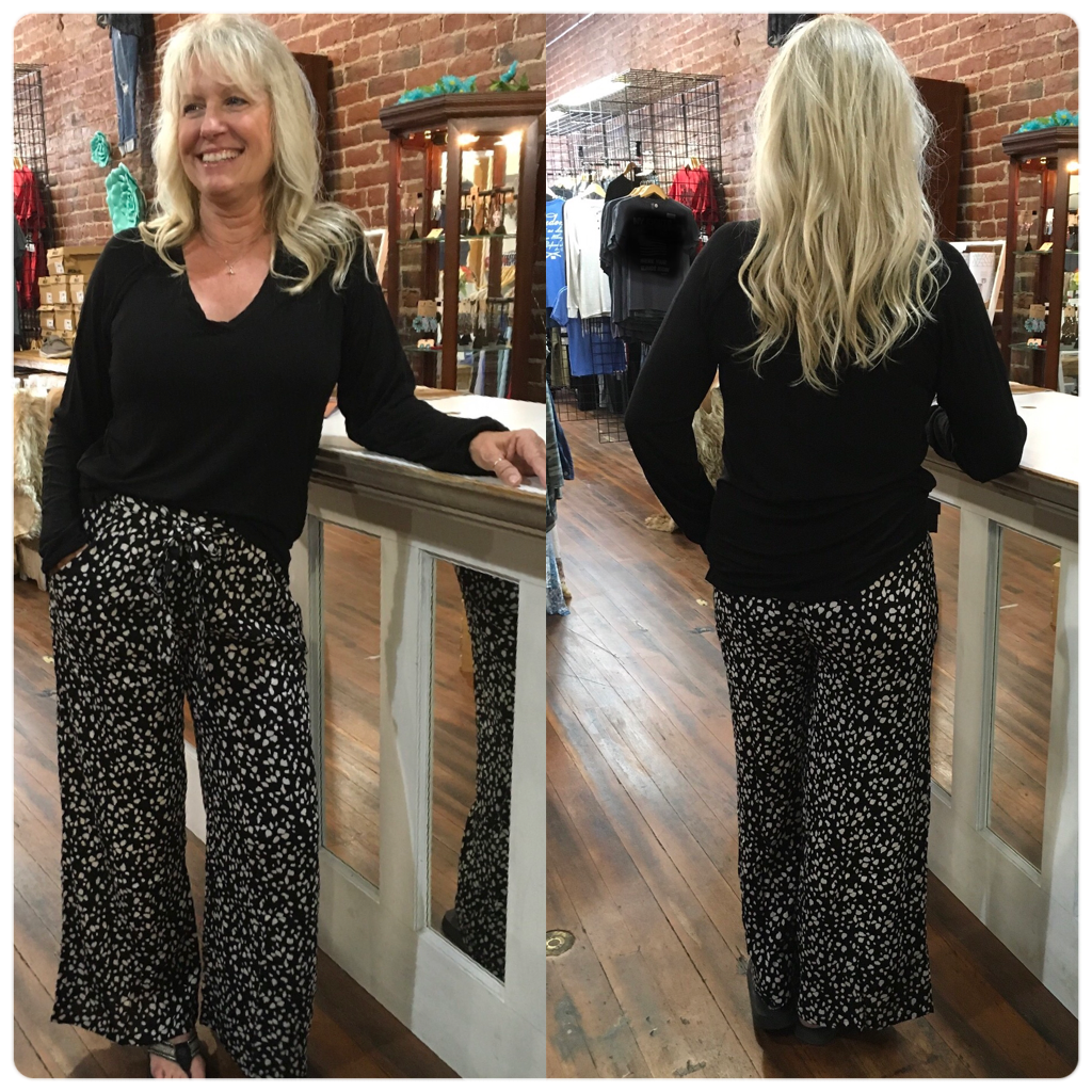 Printed Palazzo with Tie Waist-Casual-Angie-Gallop 'n Glitz- Women's Western Wear Boutique, Located in Grants Pass, Oregon