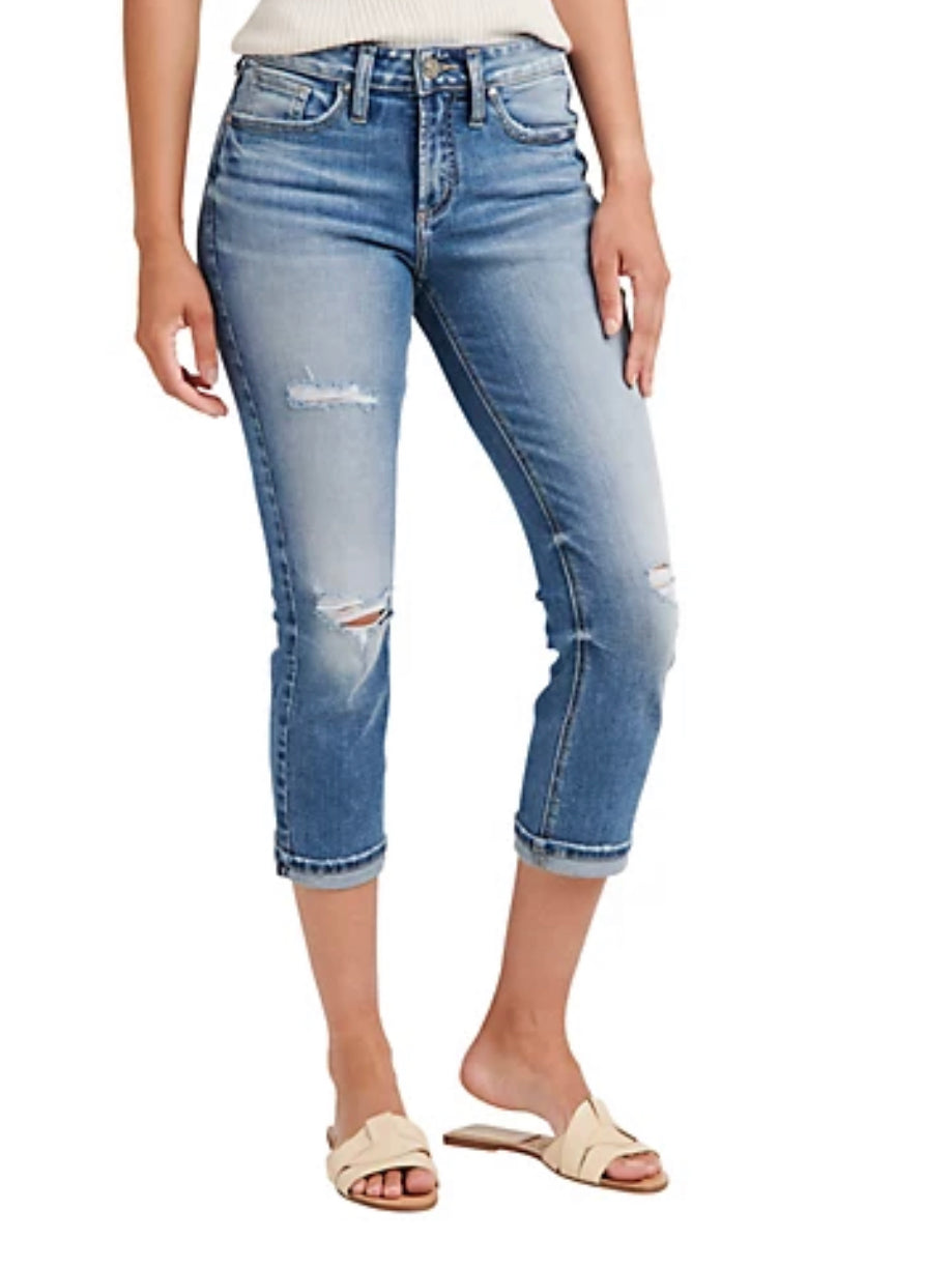 Silver Suki Mid Rise Capi-Capri-Silver Jeans-Gallop 'n Glitz- Women's Western Wear Boutique, Located in Grants Pass, Oregon