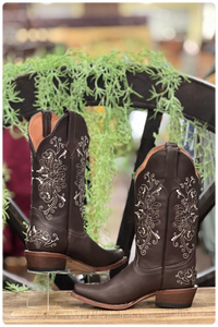 Women's Athletic Fit Leather Boot with Butterfly Inlay-Ladies Boot-Tanner Mark-Gallop 'n Glitz- Women's Western Wear Boutique, Located in Grants Pass, Oregon