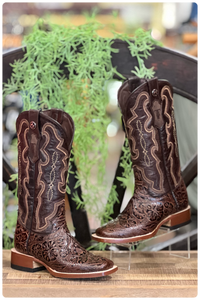 Women's Tooled Saddle Stamp Leather Boot-Ladies Boot-Tanner Mark-Gallop 'n Glitz- Women's Western Wear Boutique, Located in Grants Pass, Oregon