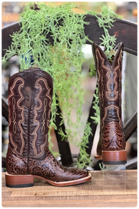 Women's Tooled Saddle Stamp Leather Boot-Ladies Boot-Tanner Mark-Gallop 'n Glitz- Women's Western Wear Boutique, Located in Grants Pass, Oregon