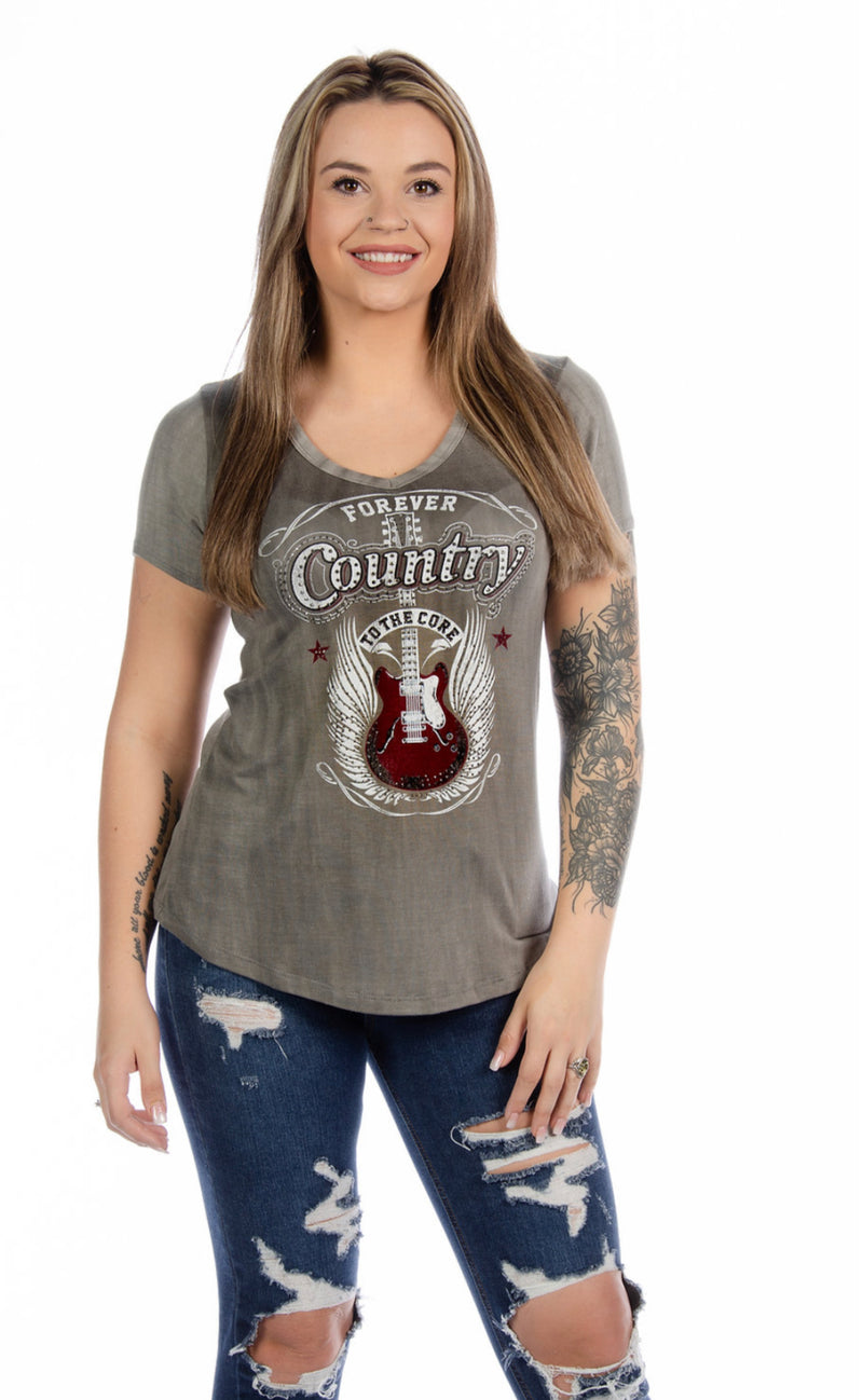 Forever Country Short Sleeve Tee-top-Liberty Wear-Gallop 'n Glitz- Women's Western Wear Boutique, Located in Grants Pass, Oregon
