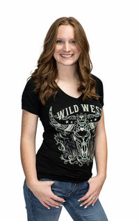 Wild West Short Sleeve Tee-top-Liberty Wear-Gallop 'n Glitz- Women's Western Wear Boutique, Located in Grants Pass, Oregon
