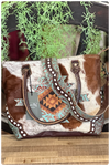 Myra Azure Patterened Leather & Hair on Bag-Handbags & Accessories-Myra-Gallop 'n Glitz- Women's Western Wear Boutique, Located in Grants Pass, Oregon
