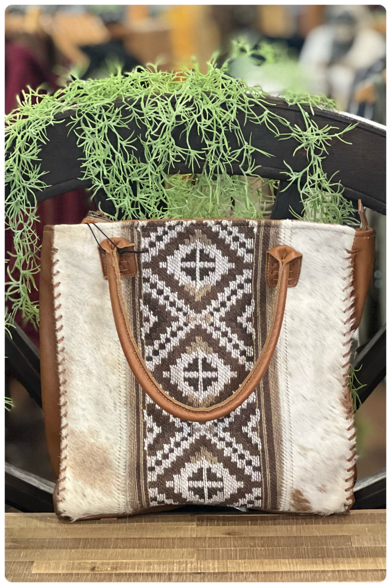 Myra Elisa Leather & Hair on Bag-Handbags & Accessories-Myra-Gallop 'n Glitz- Women's Western Wear Boutique, Located in Grants Pass, Oregon