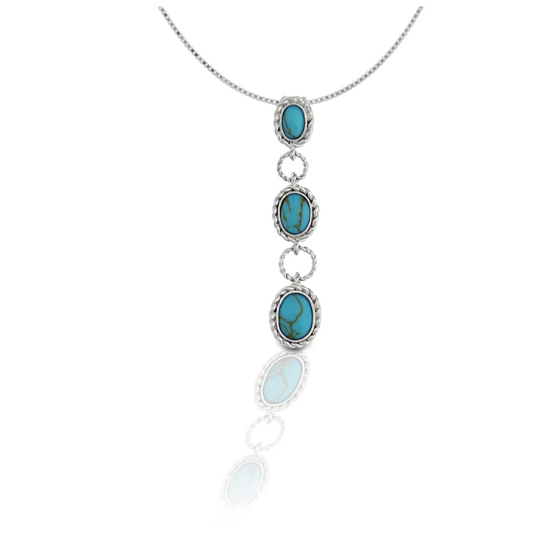 Kelly Herd Turquoise Drop Pendant Sterling Necklace-Jewelry-Kelly Herd-Gallop 'n Glitz- Women's Western Wear Boutique, Located in Grants Pass, Oregon