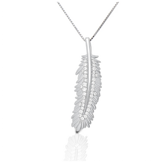 Kelly Herd Shimmering Feather Pendant Sterling Necklace-Jewelry-Kelly Herd-Gallop 'n Glitz- Women's Western Wear Boutique, Located in Grants Pass, Oregon