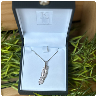 Kelly Herd Shimmering Feather Pendant Sterling Necklace-Jewelry-Kelly Herd-Gallop 'n Glitz- Women's Western Wear Boutique, Located in Grants Pass, Oregon