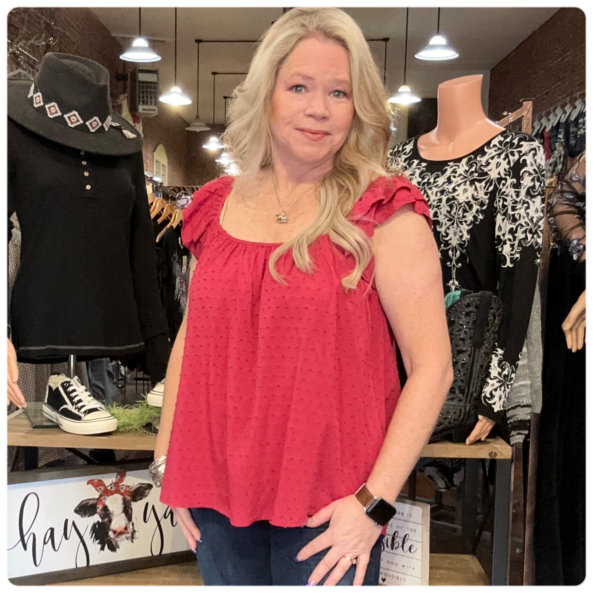 Off Shoulder Layered Ruffle Sleeve Top-top-Cozy Co-Gallop 'n Glitz- Women's Western Wear Boutique, Located in Grants Pass, Oregon