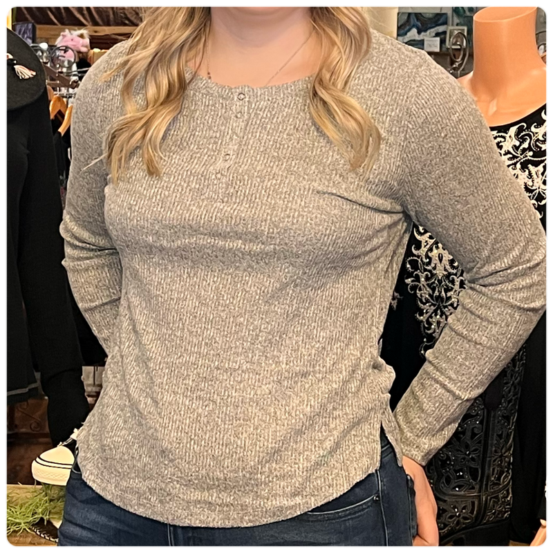 Cozy Brushed Hatchi Henley-top-Angie-Gallop 'n Glitz- Women's Western Wear Boutique, Located in Grants Pass, Oregon