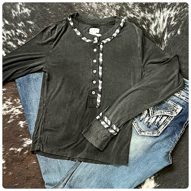 Super Soft Button Detail Long Sleeve Top-top-POL-Gallop 'n Glitz- Women's Western Wear Boutique, Located in Grants Pass, Oregon
